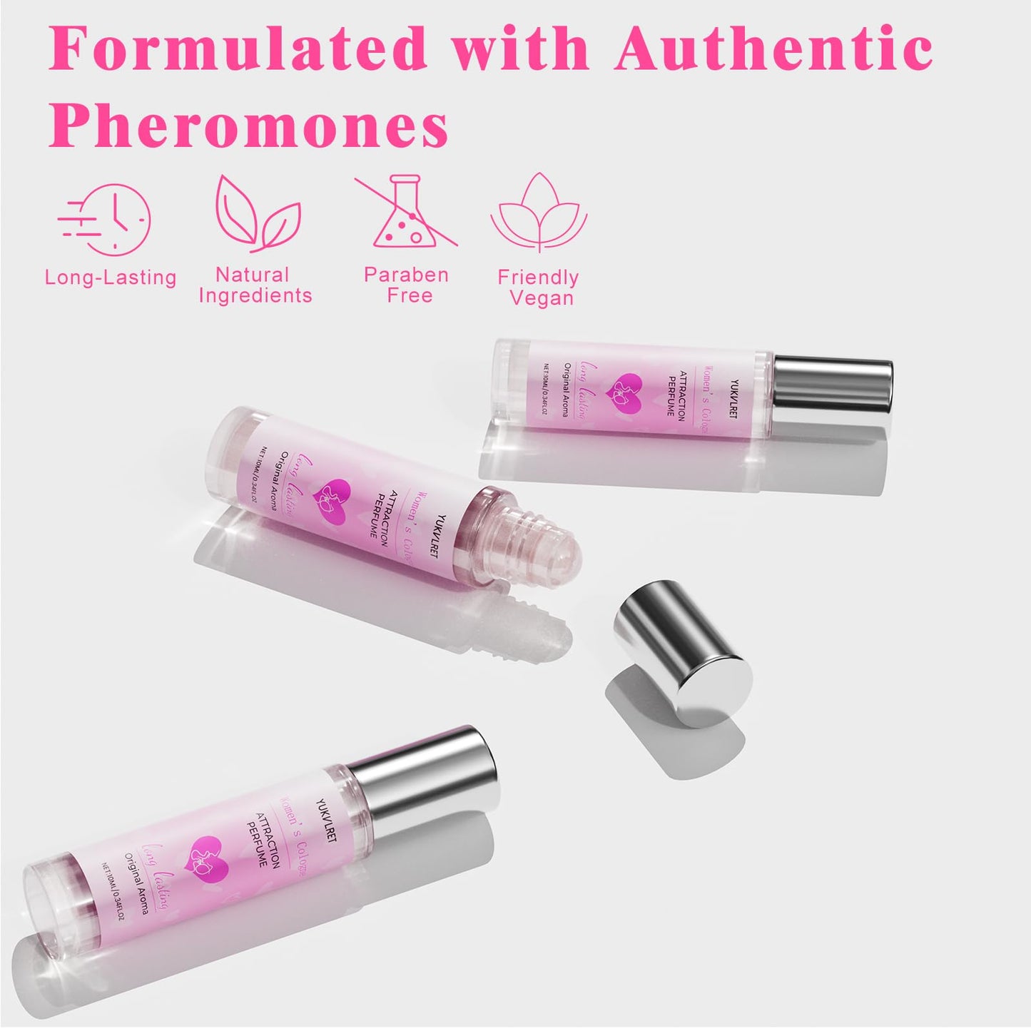 YUKVLRET Pheromones Perfumes for Women, Long Lasting Women's Cologne, Pheromone Perfumes Attract Men, Enhanced Scents Women's Perfume, Roller Ball Design, Portable and Fruity