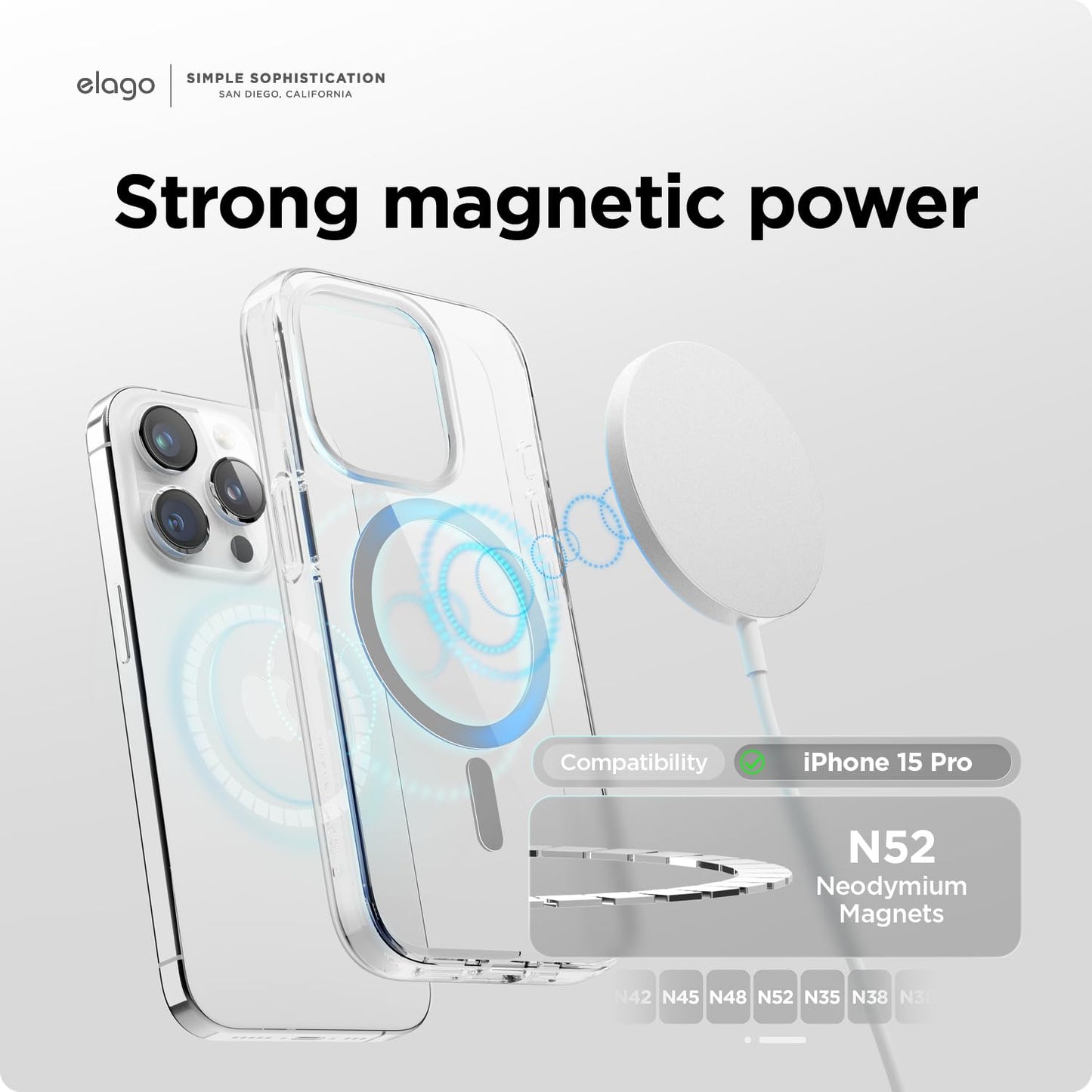 Elago Magnetic Hybrid Clear Case Compatible With Iphone 15 Pro Case, Compatible With Magsafe, 6.1, Us Military Grade Drop Protec