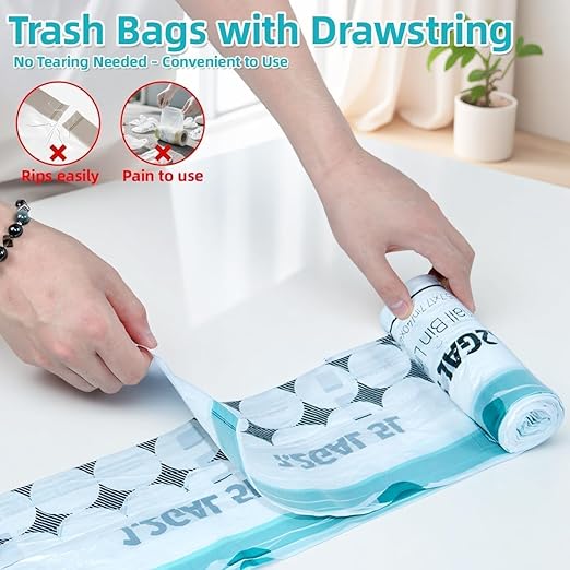 OKKEAI 1.2 Gallon Small Trash Bag, 70 Count Drawstring Bathroom Trash Bags 5L – Leak-Proof Tear-Resistant Wastebasket Liners for Bathroom, Office