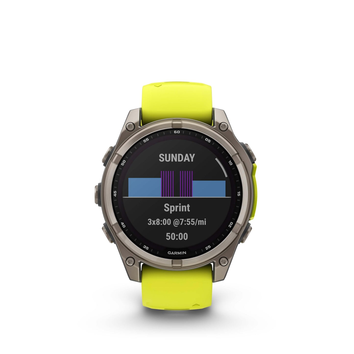 Wearable4U Garmin Fenix 8 - 47 Mm Multisport Gps Smartwatch, Solar, Sapphire, Titanium With Amp Yellow/Graphite Silicone, Built-