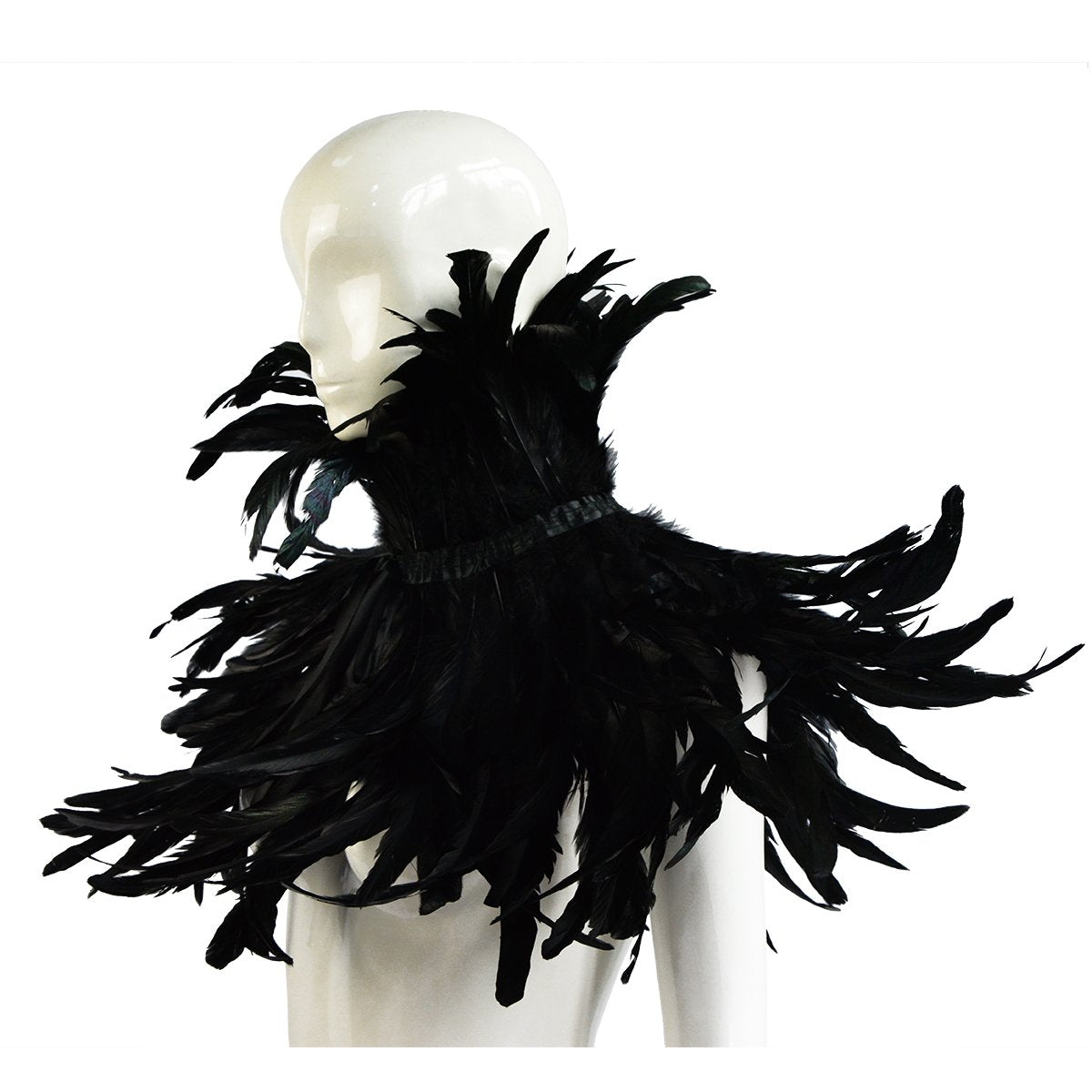 HOMELEX Evil Queen Feather Horns Costume for Women Black Cape Halloween Headpiece Shawl Accessories