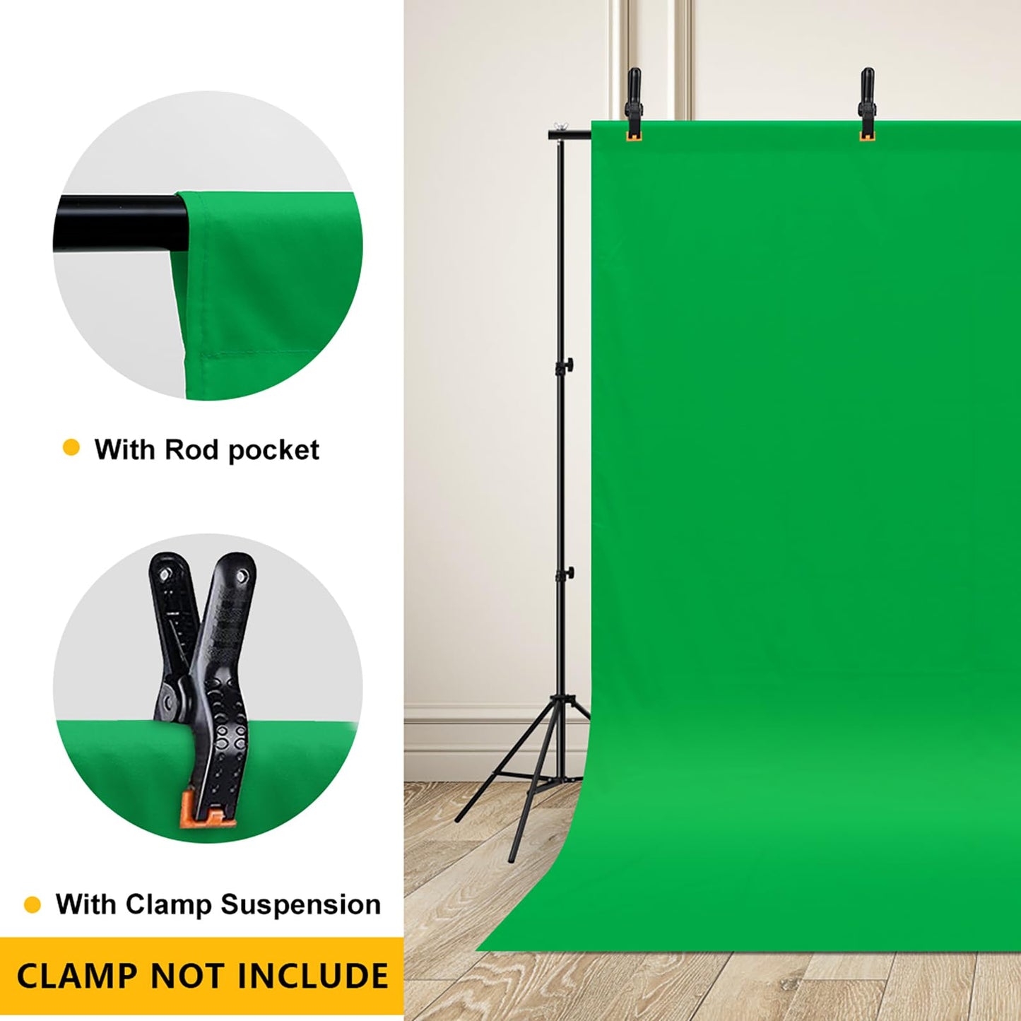 Cpliris 10X20Ft Green Screen Backdrop For Photography, Dual-Size Dual-Pocket Design Chromakey Background For Photoshoot, Game St