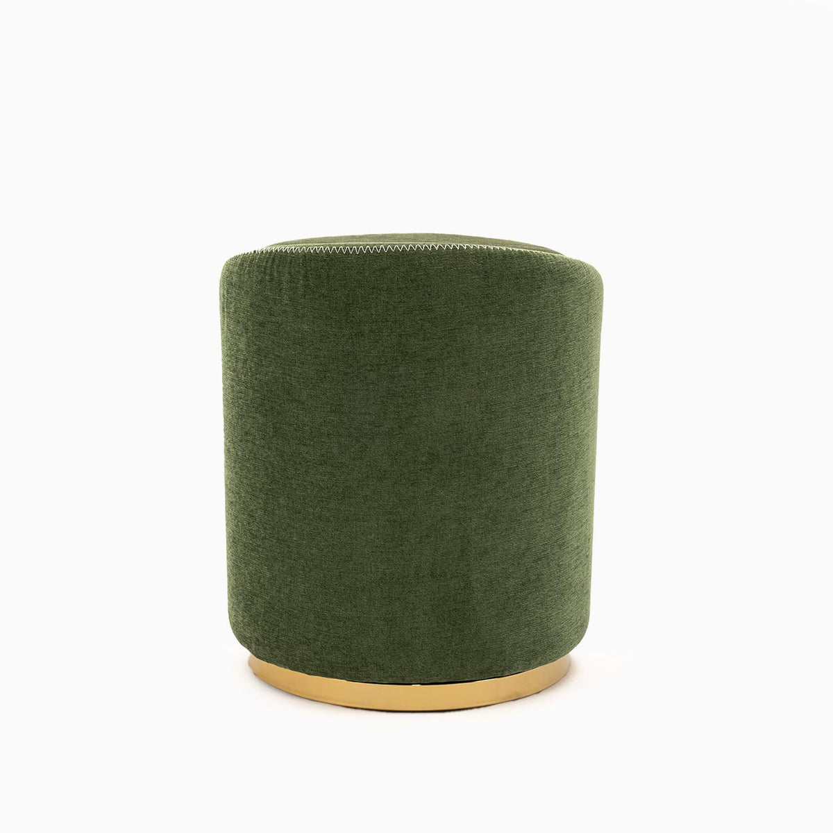 DRKAT Swivel Vanity Stool with Gold Base Comfy Vanity Chair Modern Round Stool for Makeup Vanity Ottoman Foot Rest for Bedroom livingroom (Green)