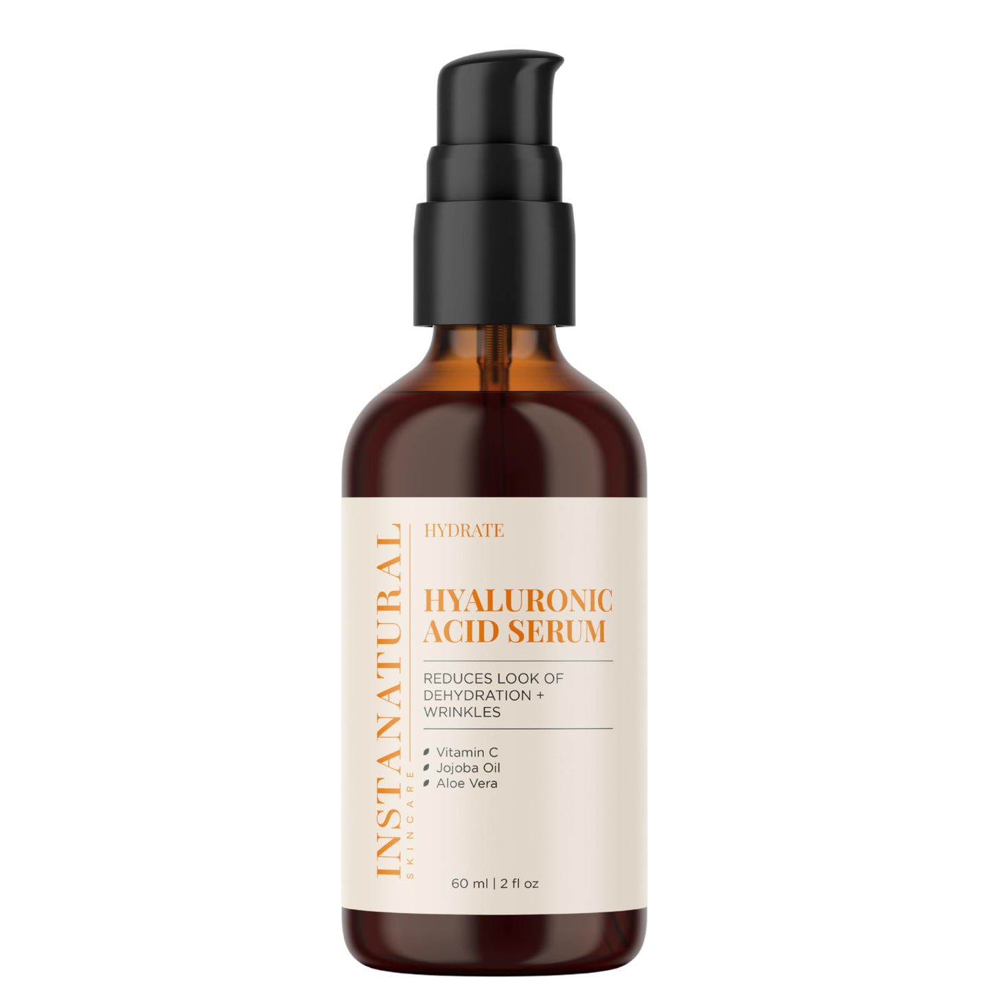 InstaNatural Hyaluronic Acid Serum for Face, Brightens, Hydrates, Reduces the Look of Fine Lines and Wrinkles, with Vitamin C, J
