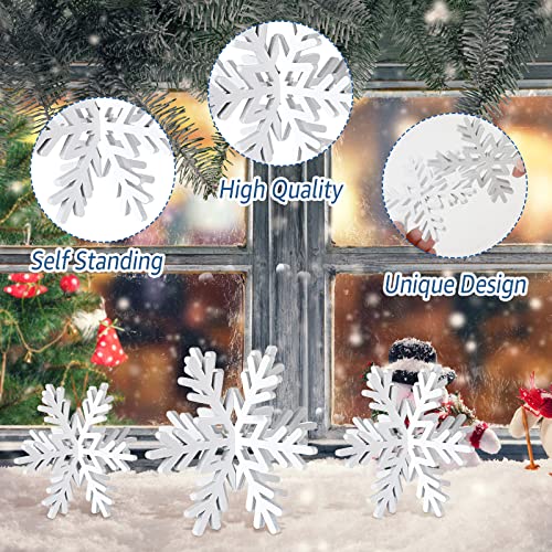 Bucherry 12 Pcs Wooden Snowflake Table Decor 3D Snowflake Tabletop Signs and Centerpiece for Christmas Xmas Winter Wonderl...