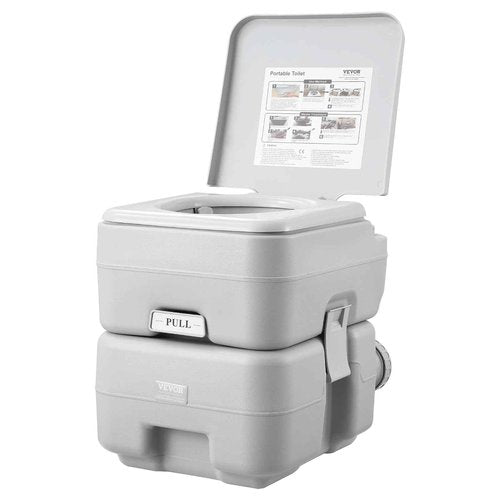 VEVOR Portable Toilet for Camping, RV Toilet with Carry Bag, 5.3 Gal Waste Tank & 3.2 Gal Flush Tank, Push-Button Pressurized Flush Commode, Leak-proof and Odourless Travel Toilet for Camping Car