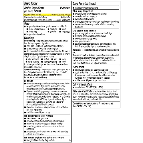 Coricidin HBP, Decongestant-Free Cold Symptom Relief for People with High Blood Pressure, Maximum Strength Multi-Symptom Flu Tablets, 48 Count (2x24ct)
