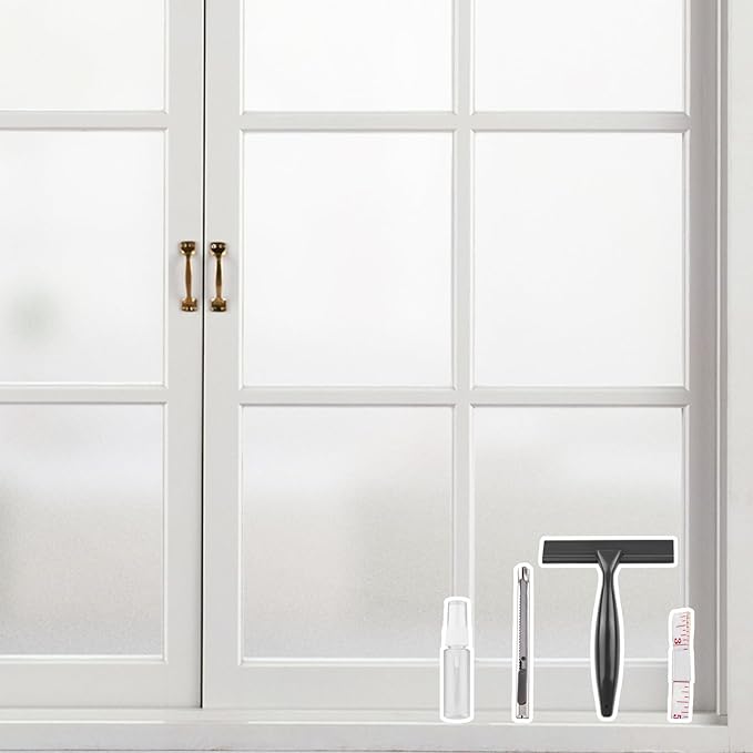 Kromapolis Window Privacy Film Frosted Glass Window Film, Heat Blocking Privacy Film for Glass Windows, Static Cling Non-Adhesive Frosting Window Stickers for Door Home (Frosted, 11.8 x 78.7 inch)