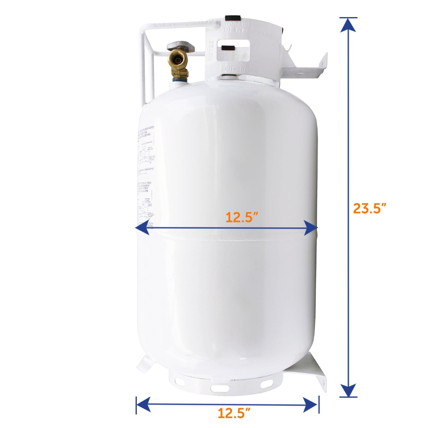 Flame King YSN301HZL 30lb Steel Horizontal Propane Tank Cylinder for Fire Pit Tables, Patio Heaters, Barbeques, RVs, and Truck Campers, 30-Pound, White