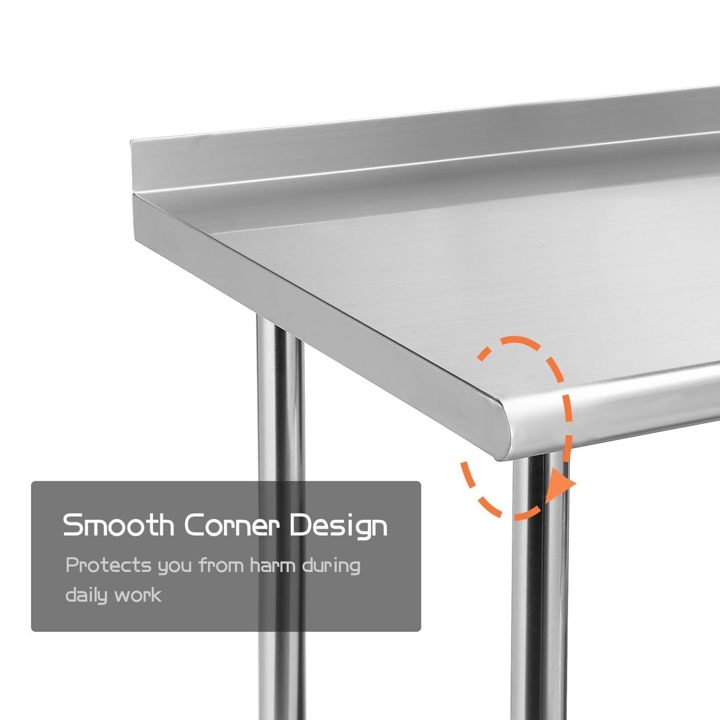 HZEEMFG Stainless Steel Table for Prep & Work 24 x 48 inches,4ft,Heavy Duty Metal Table with Backsplash for Commercial Kitchen, Restaurant, Home, Hotel, Laundry Room,Garage, Workshops