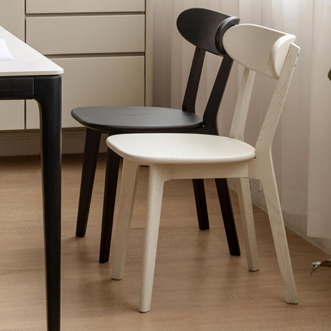 Bamskov 100% Solid Oak Wood Dining Room Chairs - Practical Kitchen Chairs - Wood Chair for Dining Room, Kitchen (1, White)