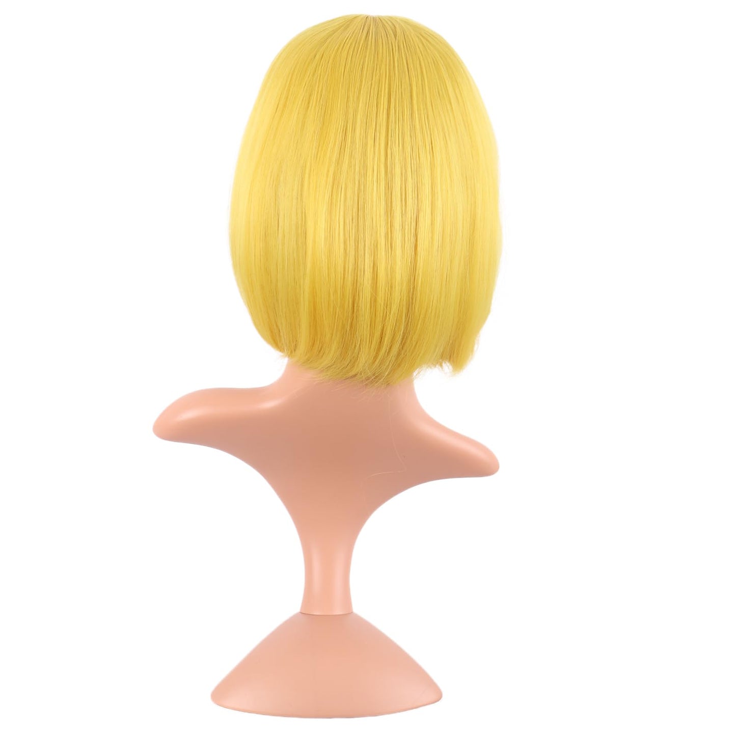 MapofBeauty 12 Inch /30 cm Fashion Lady Short Straight Synthetic Flat Bangs Bob Wig (Yellow)