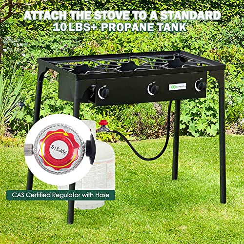 Goplus Outdoor Camping Stove, 3 Burner Propane Gas Cooker w/Detachable Legs & CSA Regulator & 0-20 PSI Regulator for Camp ...