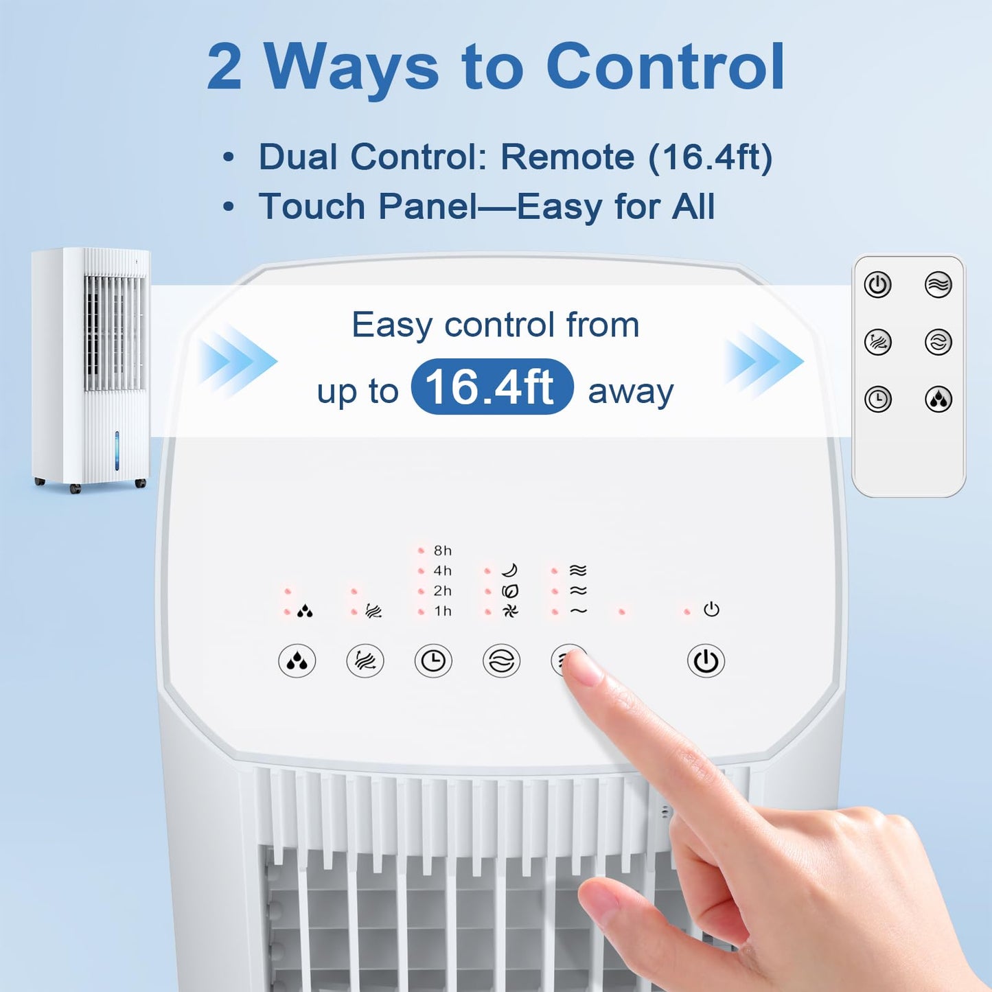 Portable Air Cooler, Swamp Cooler Evaporative Air Cooler Portable AC Unit for Room,3 Modes & 3 Speeds, 1.5Gal Tank for 15H Cooling, 140° Oscillation, 16.4FT Remote for Bedroom Indoor Use