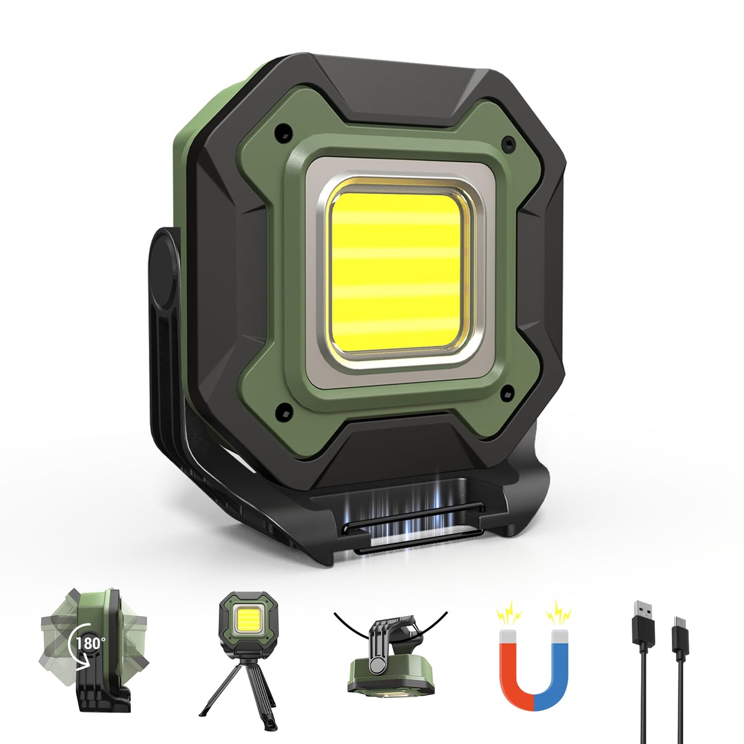 CedarAce Rechargeable LED Work Light, 6000mAh 16 Hours Long-Lasting Cordless Magnetic Light, IPX5 Waterproof, 360°Rotate Portable Flashlights, Battery Lamp for Car Repair&Camping, Gifts for Men
