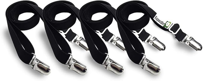 Long Bed Sheet Clips,Adjustable Bed Fitted Sheets Mattress Holder Straps Suspender Fastener,4 Pieces (Black)