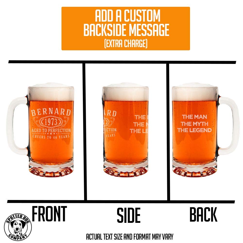 Personalized Etched 16oz Glass Beer Mug - Customized Beer Mug for Men, 40th Birthday Gifts for Brother, Custom Mug For Him Man Father Dad, Father's Day, Regalos Personalizados para Hombre, Bernard