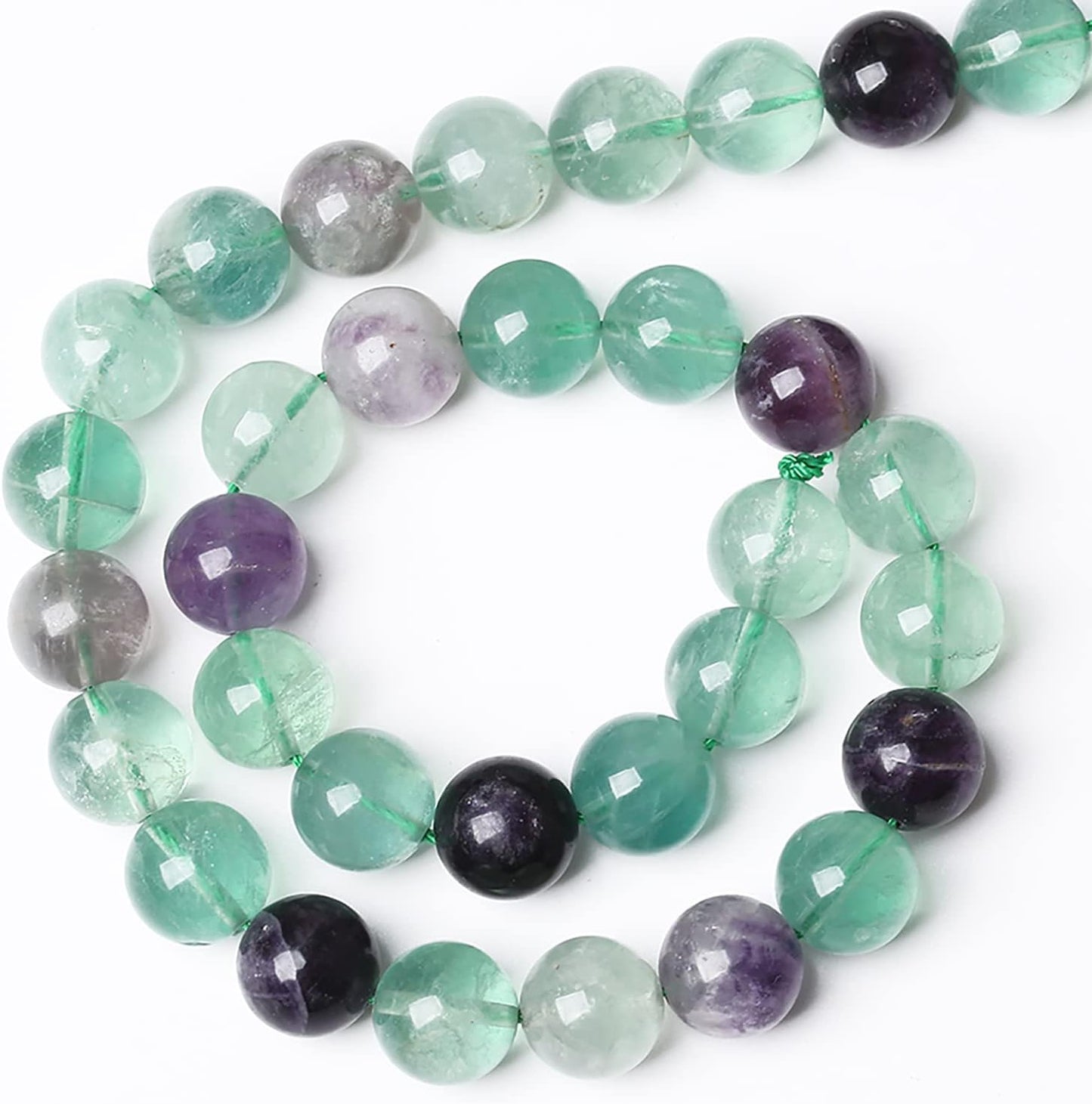 46pcs 8mm Natural Stone Beads Fluorite Gemstone Round Loose Beads for Jewelry Making DIY Bracelet Necklace 15"