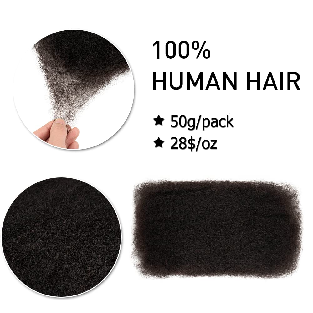 FASHION IDOL Afro Kinkys Bulk Human Hair for Dreadlock Extensions Loc Repair Braiding Twist Tight Afro Kinky Human Hair for Loc