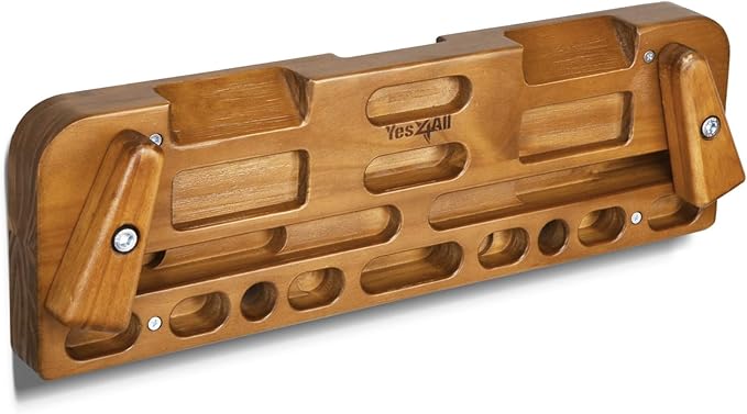 Yes4All Wooden Hang Board/Climbing Board for Doorway - Hand Strengthener Equipment for Training Finger, Grip and Pull Up