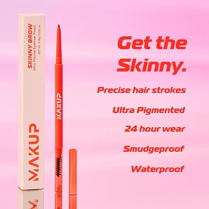 MAKUP Skinny Brow, Ultra Precise Eyebrow Pencil, Creamy, Micro Stroke Pencil Defines to Create Full, Natural Brows Light Brown (Taupe)