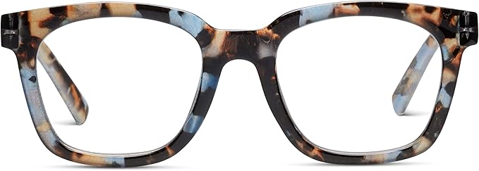 Peepers by PeeperSpecs Women's to The Max Square Light Blocking Reading Glasses, Blue Quartz, 49 + 2.25