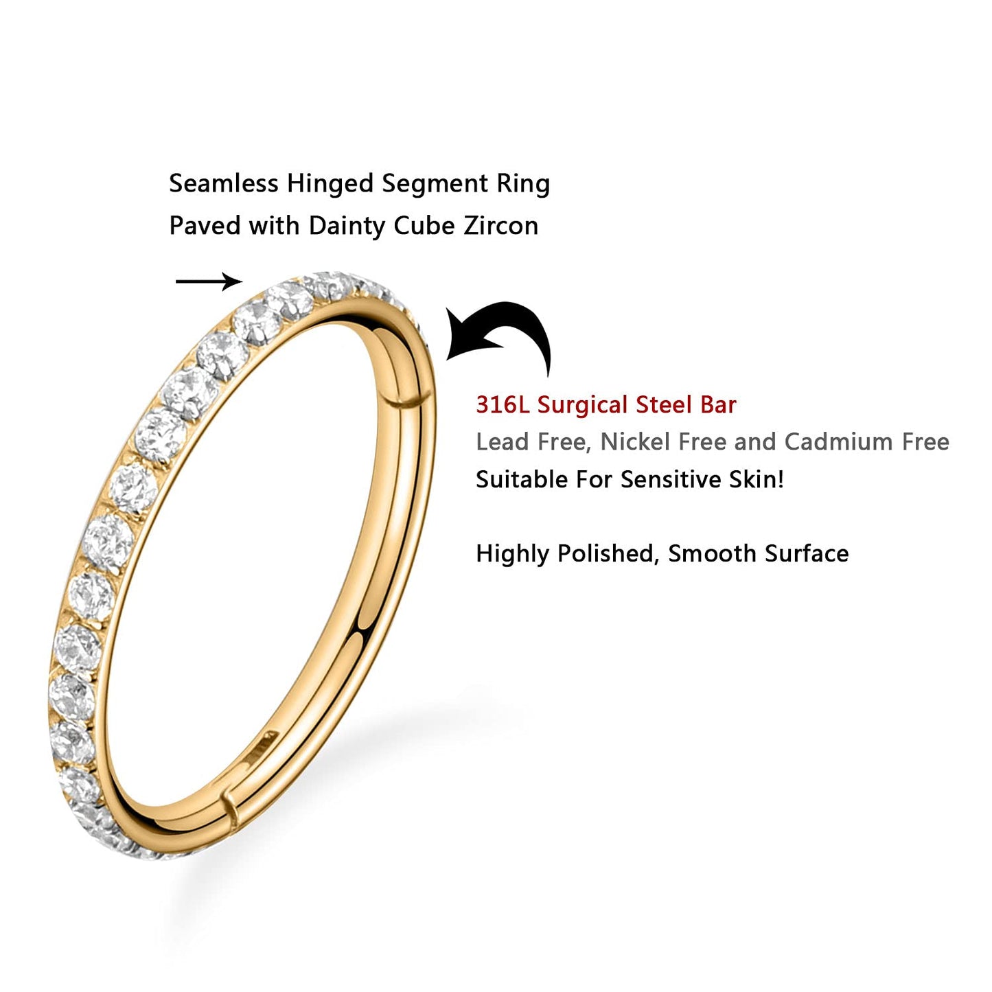 FUNLMO Cartilage Earring Hoop Septum Jewelry Daith Helix Rook Earrings Septum Nose Lip Rings Hoop Helix Tragus Daith Piercing Je