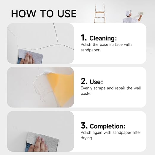 Drywall Repair Kit - Wall Patch & Spackle Paste with Scraper - Quick & Easy Wall Mending Solution - White Repair Putty (32oz/1KG)