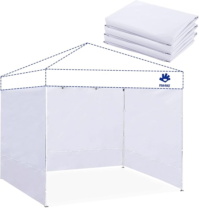 Fanpat Instant Canopy Tent Sidewalls for 10x10 Pop Up Canopy Waterproof,99% UV Protection，3 Piece Sidewalls, White(3PCS Si...