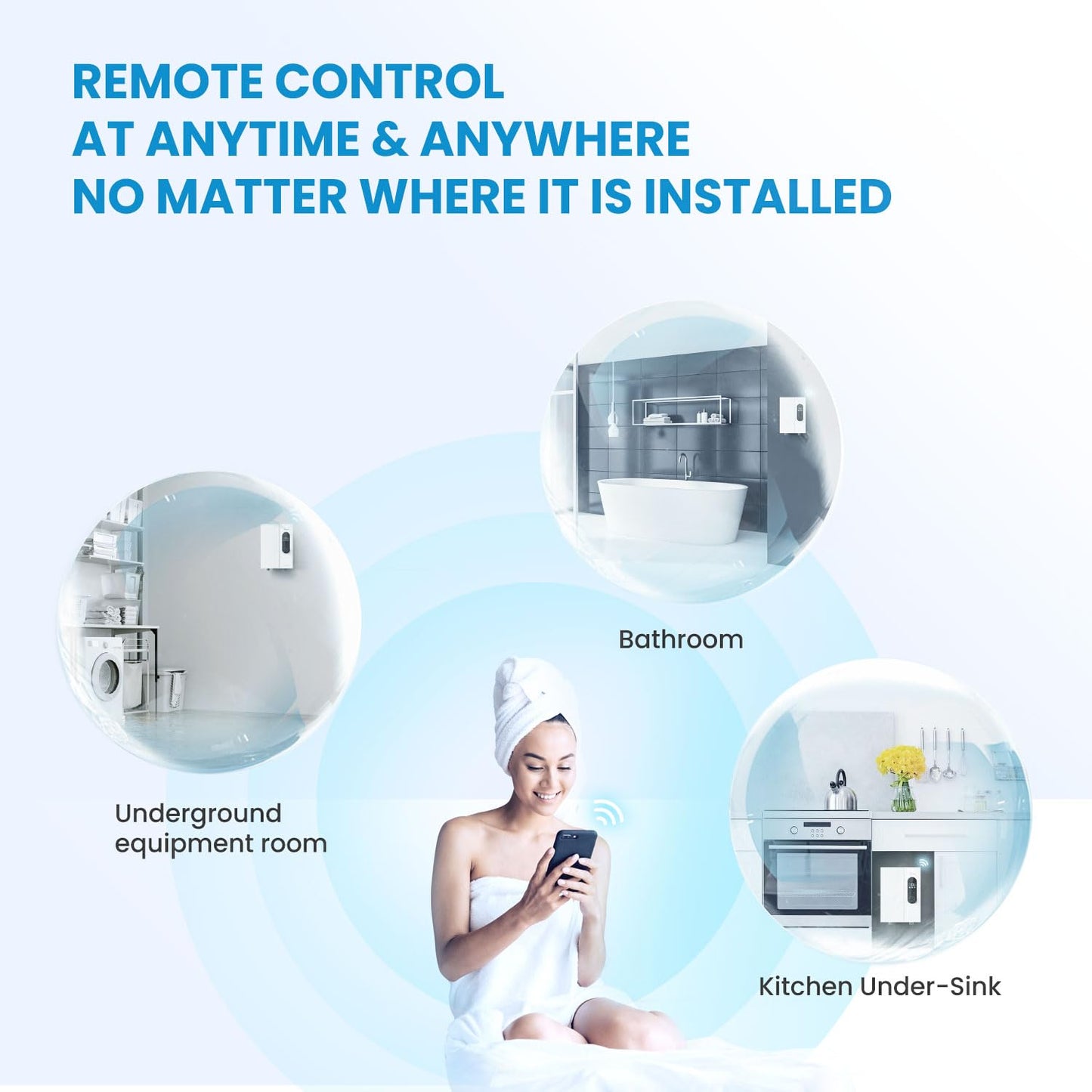 Midea 18KW Electric Tankless Water Heater, Touch Control, Wi-Fi Control, LED Display, Child Mode, 240 Volts with Automatic Power Modulation, On-demand Hot Water, White