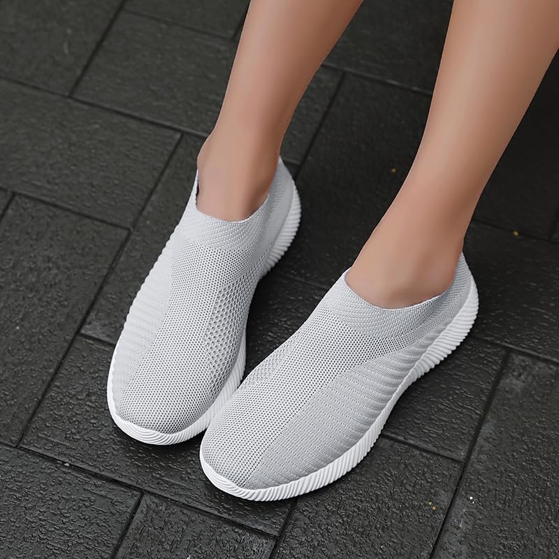 Womens Walking Shoes Mesh Casual Fashion Slip-on Lightweight Breathable Sock Shoes Non-Slip Hiking Shoes