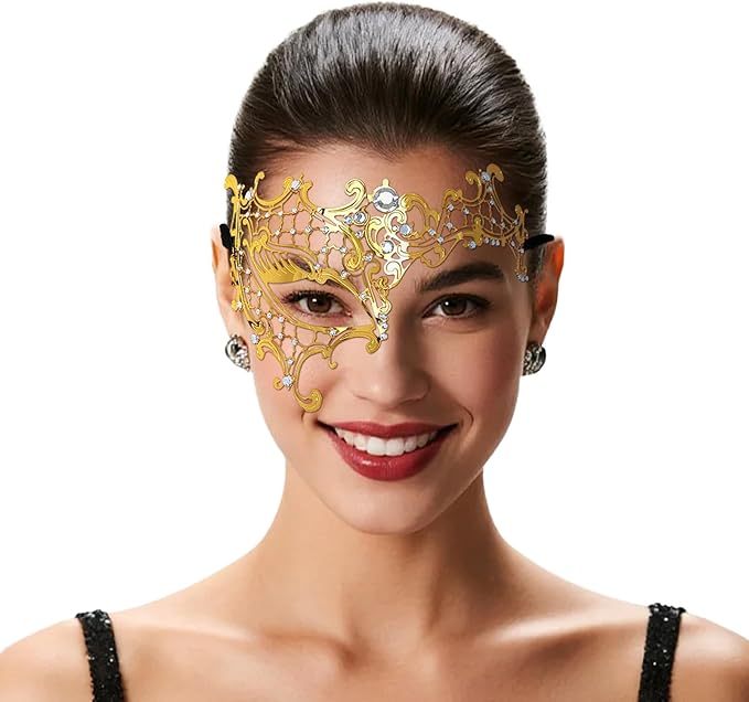 EMORBALS Masquerade Mask for Women, Masquerade Mask for Venetian Ball, Wedding, Mardi Gras&Costume Party, Stretch Cord Design