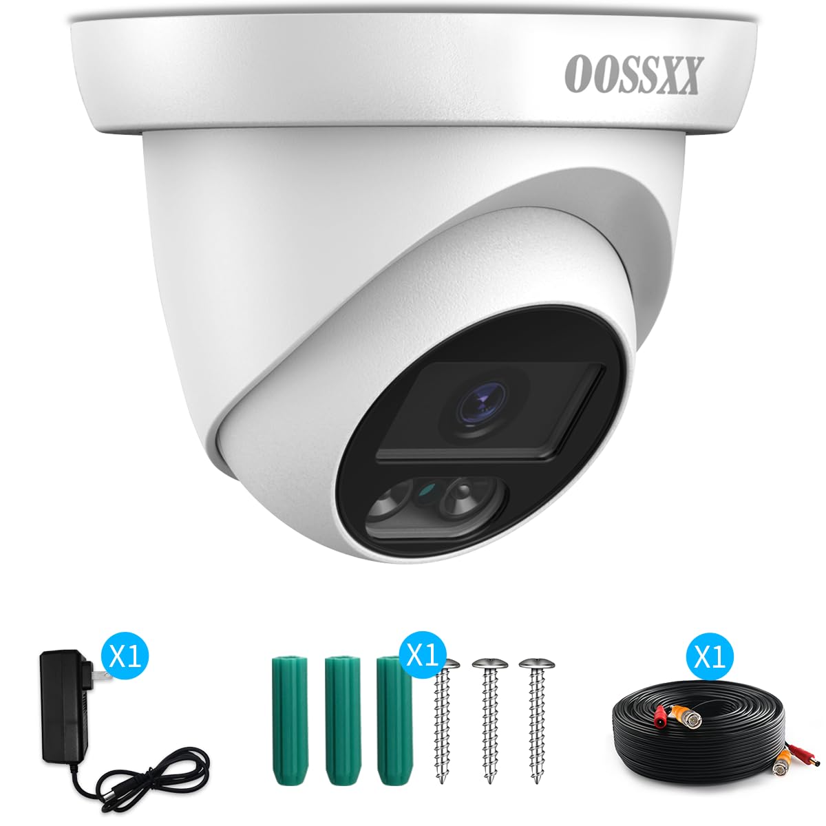 OOSSXX 1944P 5.0Megapixel HD Security Dome Cameras Outdoor Indoor Weatherproof for 720P/1080N/1080P/5MP/4K HD TVI AHD CVI Analog Surveillance CCTV DVR Systems, White, osx-yuandingD01