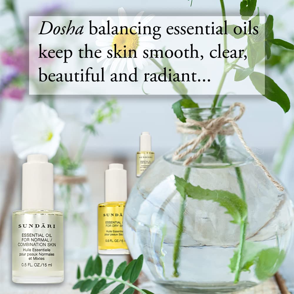 SUNDARI Essential Oil for Normal/Combo Skin, 0.5 Fl Oz, Jasmine & Ylang Ylang, Balances Sebum, Purifies for Radiant Glow, Anti-m