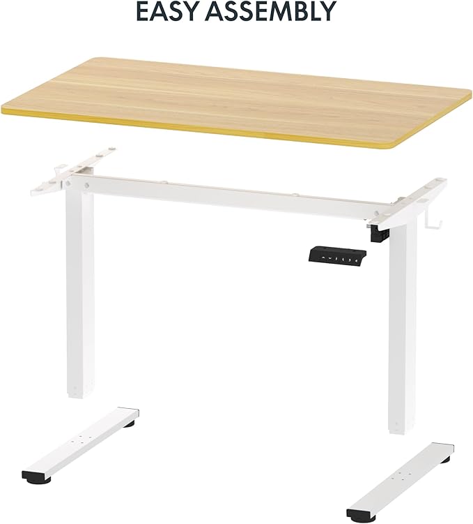 FLEXISPOT EN1 One-Piece Standing Desk 40 x 24 Inches Height Adjustable Desk Electric Sit Stand Up Desk Home Office Desks Computer Workstation (White Frame + Maple Desktop)