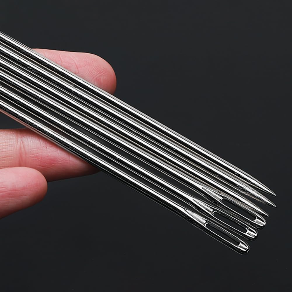 4" Professional Upholstery Needle 10cm length 3mm thickness, Big Eye Hand Sewing Needles for Stitching and Crafting Projects