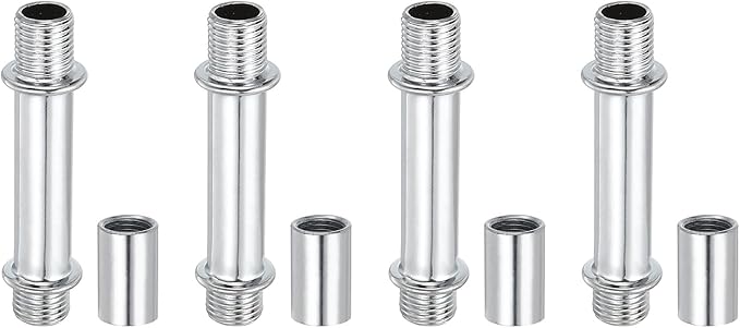 Straight Pipe Lamp Stems Rod Kit, 4Set M10 Carbon Steel 50mm(1.97") Long Double End Thread Rod with Coupling Nut Sleeve Co...