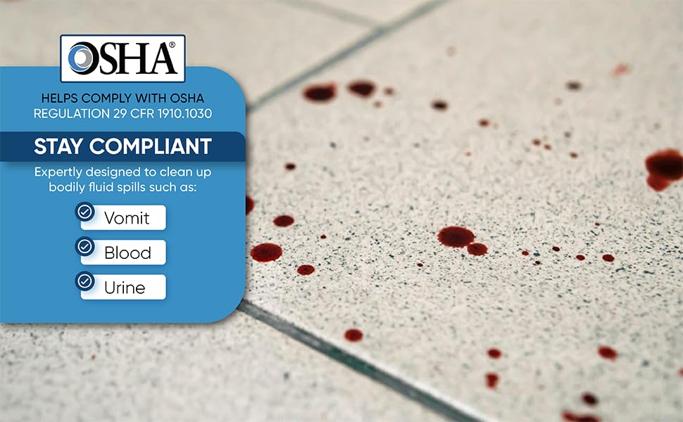 Bloodborne Pathogen & Vomit Cleanup Kit - Be OSHA Compliant| Comprehensive First Response Spill Kit for Bodily Fluids | Bodily Fluid Clean Up Bag| Ideal for Schools, Restaurants & Retirement Homes