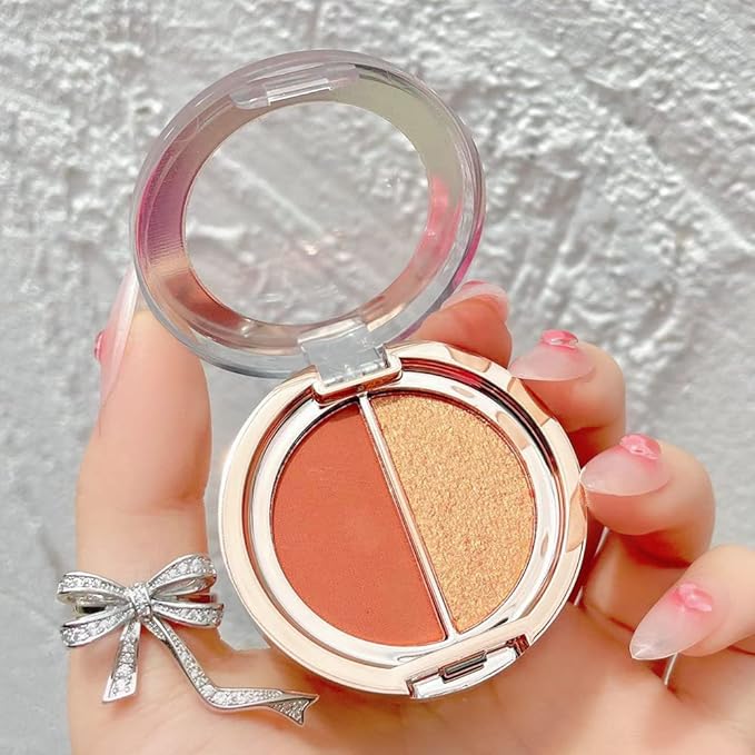 Double color eye shadow, high pigment eye makeup palette, matte shimmer metal eye shadow powder, waterproof and durable color eye makeup (01#Sunset orange)