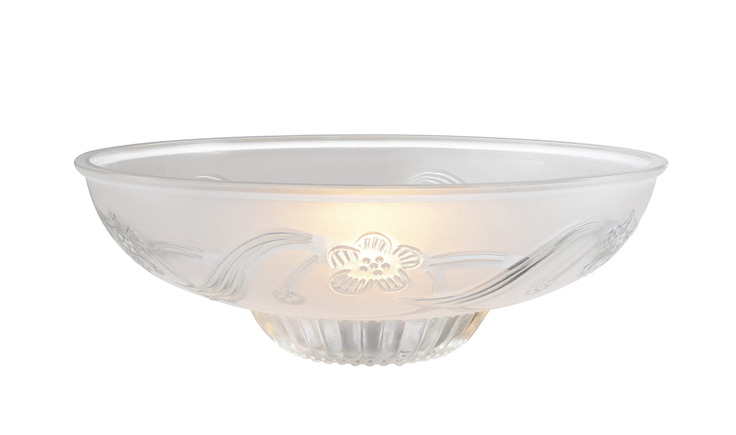 Aspen Creative 23130-11A Clear & Sandblasted Shade for Medium Base Socket Torchiere, Swag Lamp 13-3/4" Diameter x 4-3/4" High 1 Pack Replacement Glass, Clear
