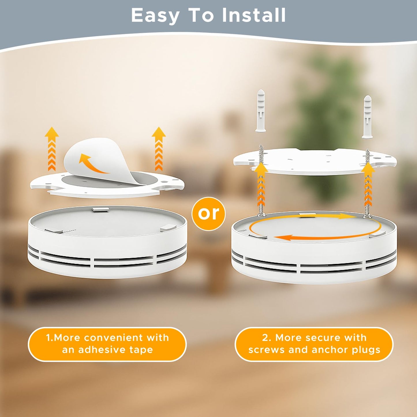 Alertlink Smoke Alarm with LED Indicator with Mute Button, Fire Alarm Smoke Detector with Built-in 10 Year Battery, Model VS02