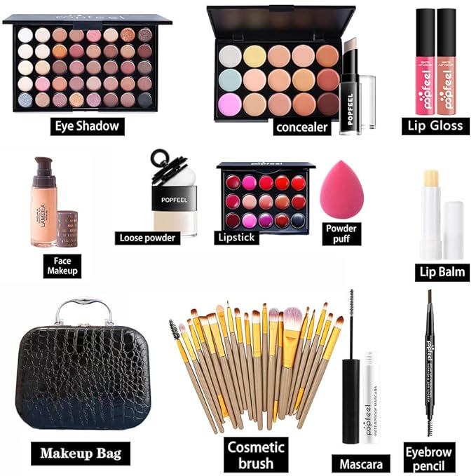 All in One Makeup Kit Professional, 40 Color Eyeshadow Palette, Foundation, Concealer, Contour, Lip Gloss, 20 pcs Brushes Set for Women Teens, Gift Ideal