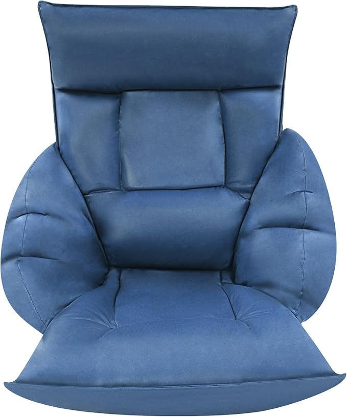 Floor Chair with Back Support, Folding Sofa Chair with 5 Adjustable Position, Cozy Tatami Human Bed with 5 Adjustable Positions for Living Room, Bedroom, Navy Blue