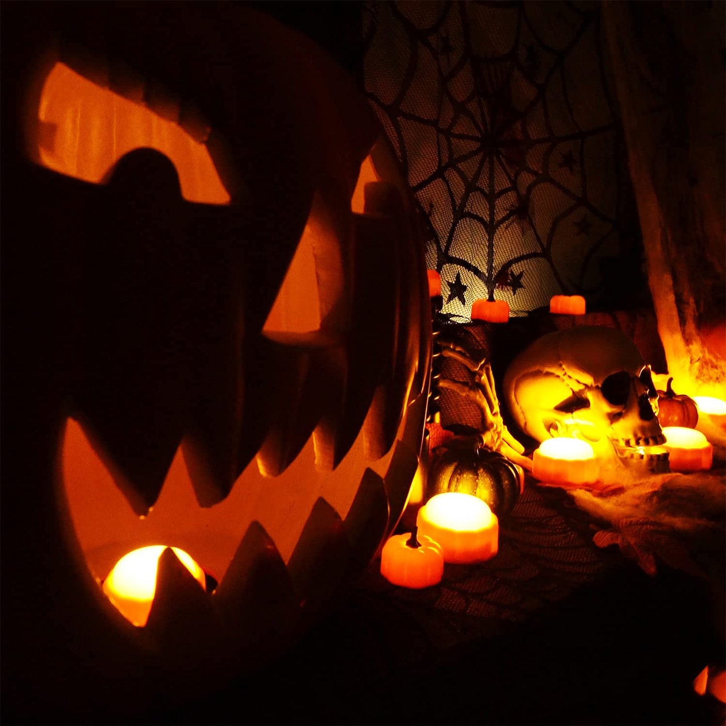 Homemory Halloween Bright Led Pumpkin Lights With Remote Control And Timers, Jack O Lantern Lights Battery Operated For Hallowee