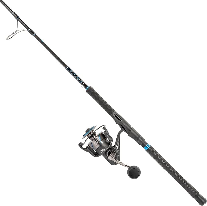 Quantum Benchmark Spinning Reel and Fishing Rod Combo, Graphite Composite Blank, 5+1 Bearings, Silver/Blue