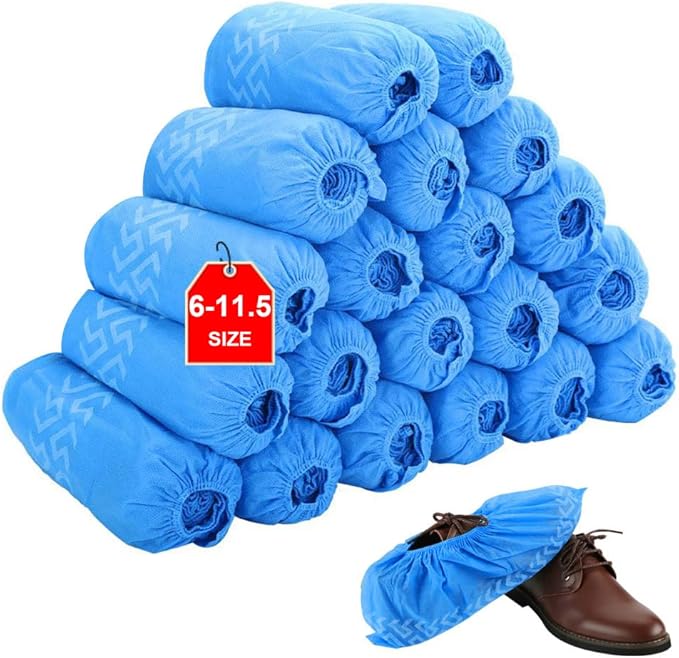 Tomus-UNI Shoe Covers Disposable 200 Pack (100 Pairs) | Non-Slip, Durable, Indoor | Protect Your Home, Floors and Shoes
