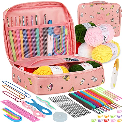 Aeelike Crochet Kit for Beginners Adults, Crochet Kits Include Yarn, 59pcs Crochet Starter Kit for Beginners,Ergonomic Cro...