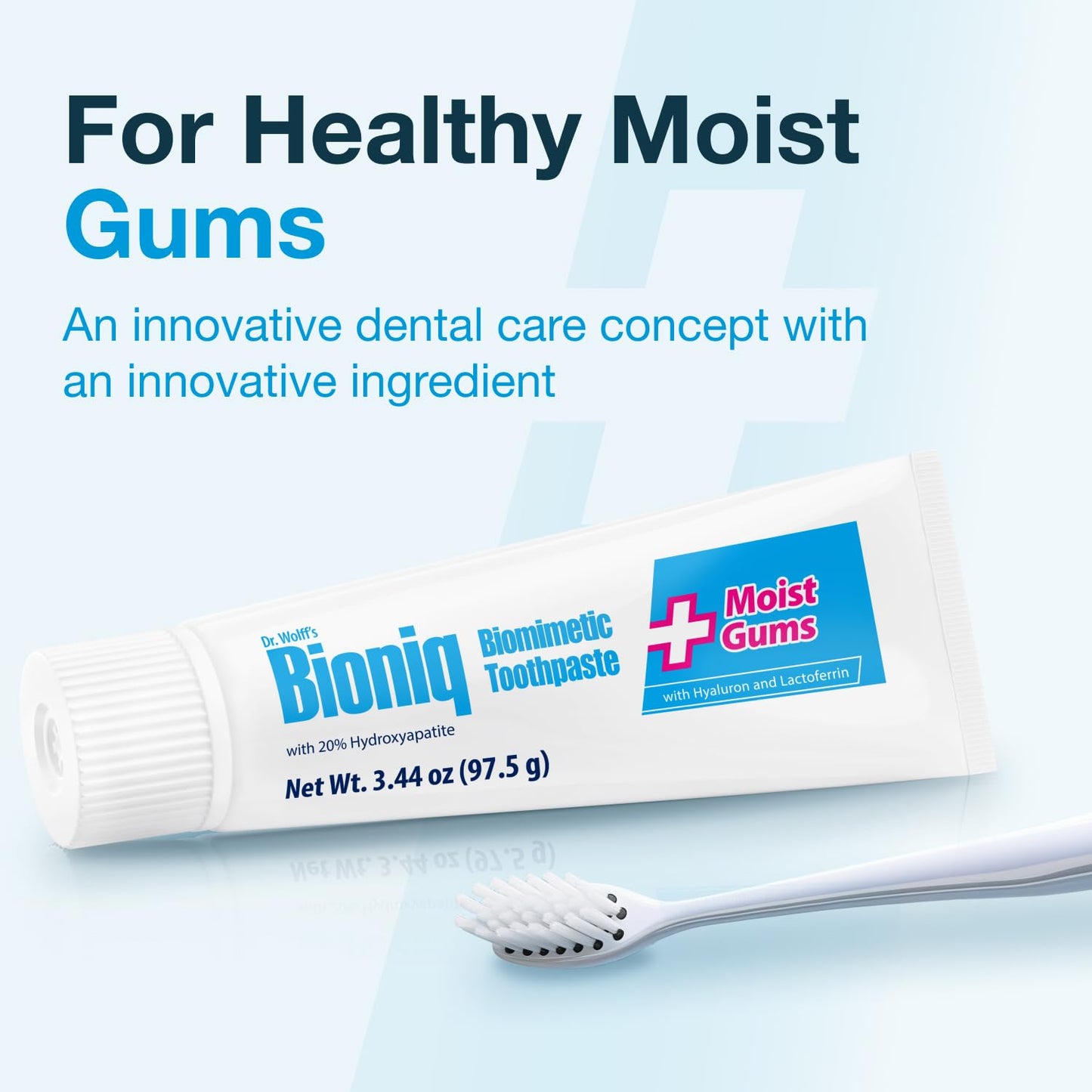 Bioniq Moist Gum Toothpaste with 20% Hydroxyapatite, Fluoride Free Toothpaste, Hydroxyapatite Clinically Tested, Expert Enamel Care with Mint Flavor I 3.44 oz 1 Pack
