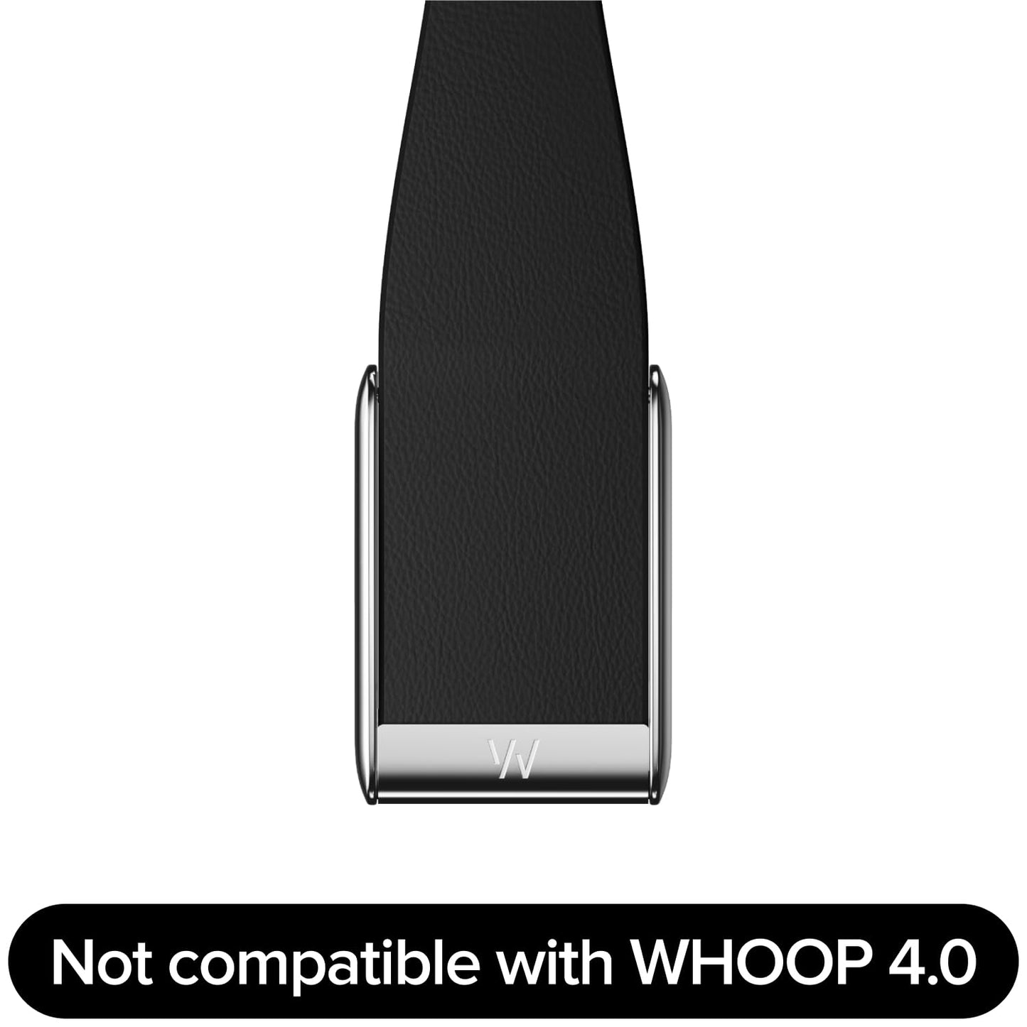 WHOOP LeatherLuxe Band – Compatible with 5.0, One, & Peak – Genuine Italian Leather Accessory, Tapered Black with Titanium, Size S – Not Compatible with Gen 4