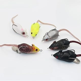 Rat Lure, Mouse Fishing Lure Top Water Baits for Bass Fishing, Weedless Soft Mice Artificial Stuff Jig Hooks for Saltwater...